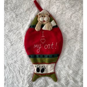 EUC - Fish - I Love My Cat - Christmas Stocking